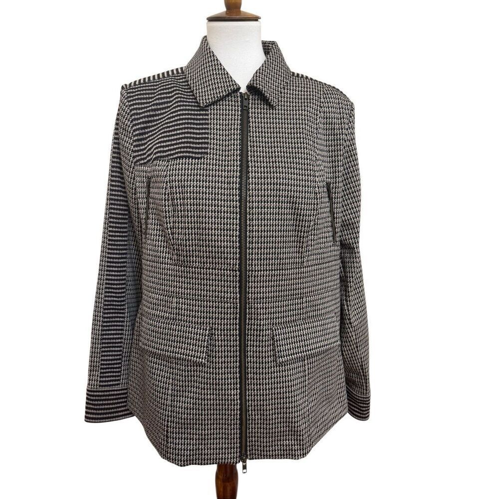 Cabi 4496 Baron Houndstooth Blazer Jacket Black Preppy Academia Size Large